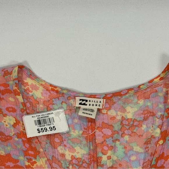 NWT New Billabong All For You Mini Dress Extra Small XS Floral Beach Soft Wrap - Picture 5 of 7
